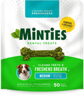 Minties Mint Dental Chews for Dogs, Medium Breeds 25-50 lbs, 50 Count