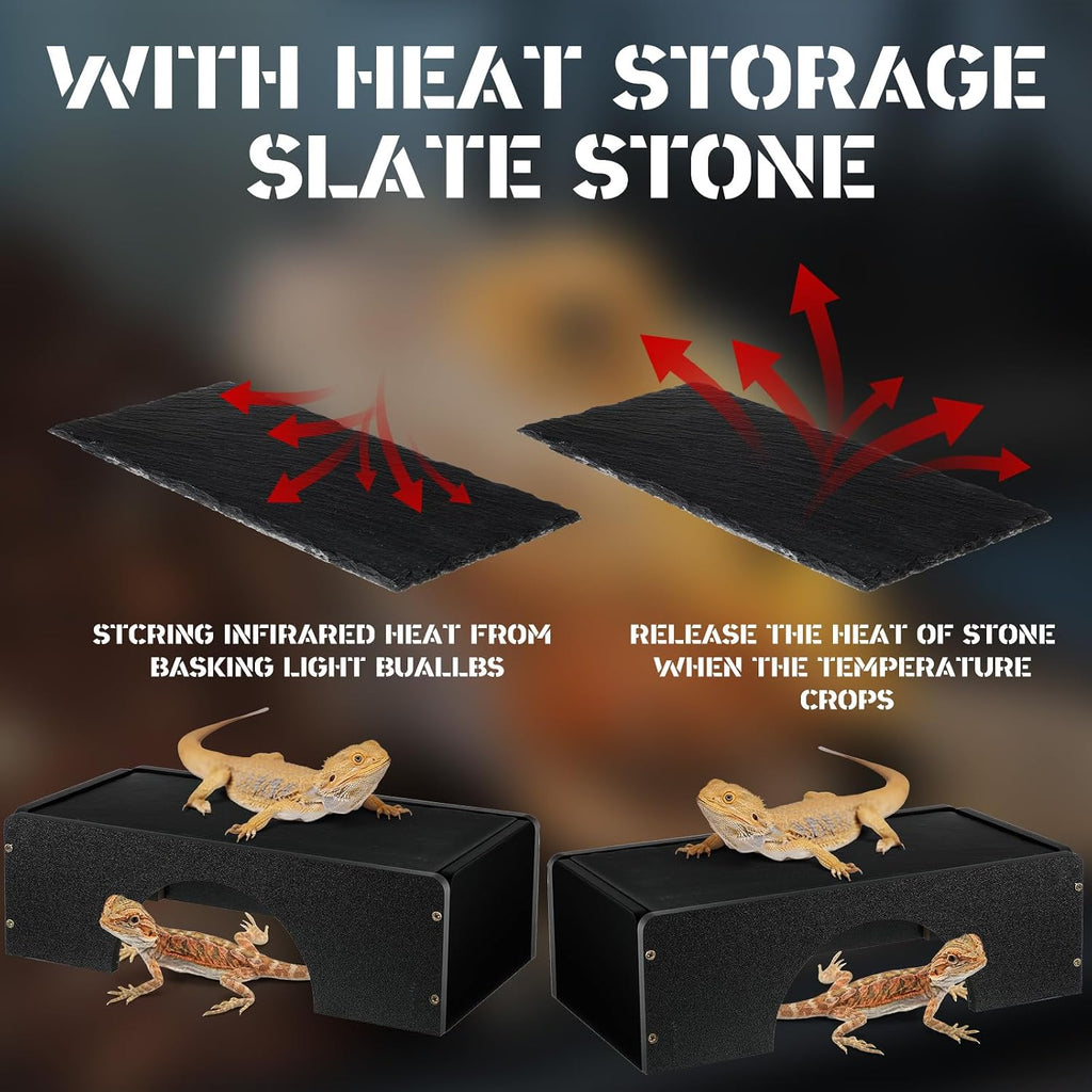 Weysat Large Bearded Dragon Basking Platform Reptile Hide Cave, 12.6x7x3 in
