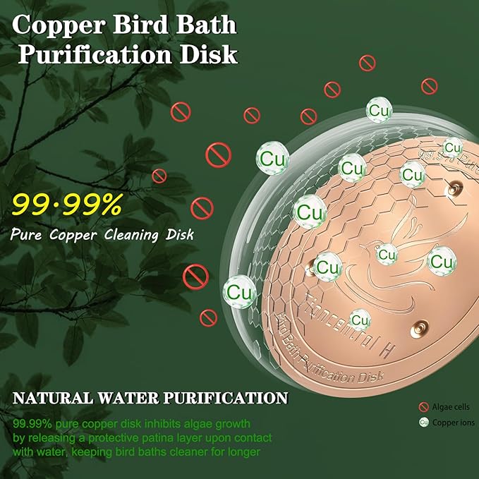 TIANCENTRAL H Bird Bath Copper Disk 2PCS-99.99% Pure Copper Cleaning Disk - Image 3