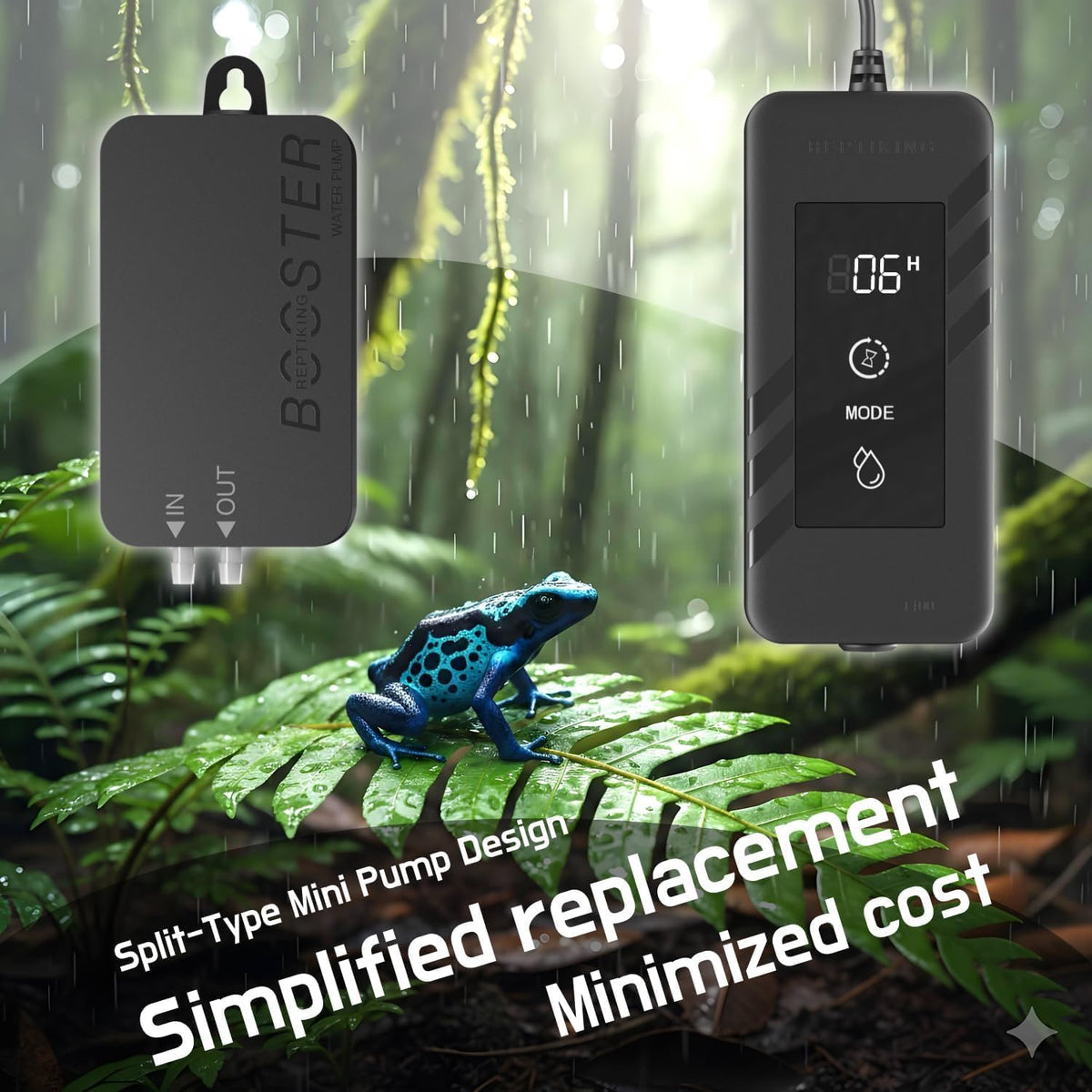 MRREPTILE Reptile Automatic Mister, Misting System for Reptiles, Auto Rain Sprayer for Chameleon, Turtle, Frog, Crested Gecko, Plants, Terrarium Tank Humidifier