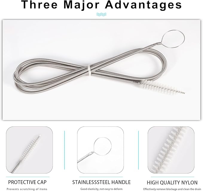 CiaraQ Bottle Cleaning Brushes, 8 Inch Nylon Tube Brush Set & A Flexible Long - Image 2