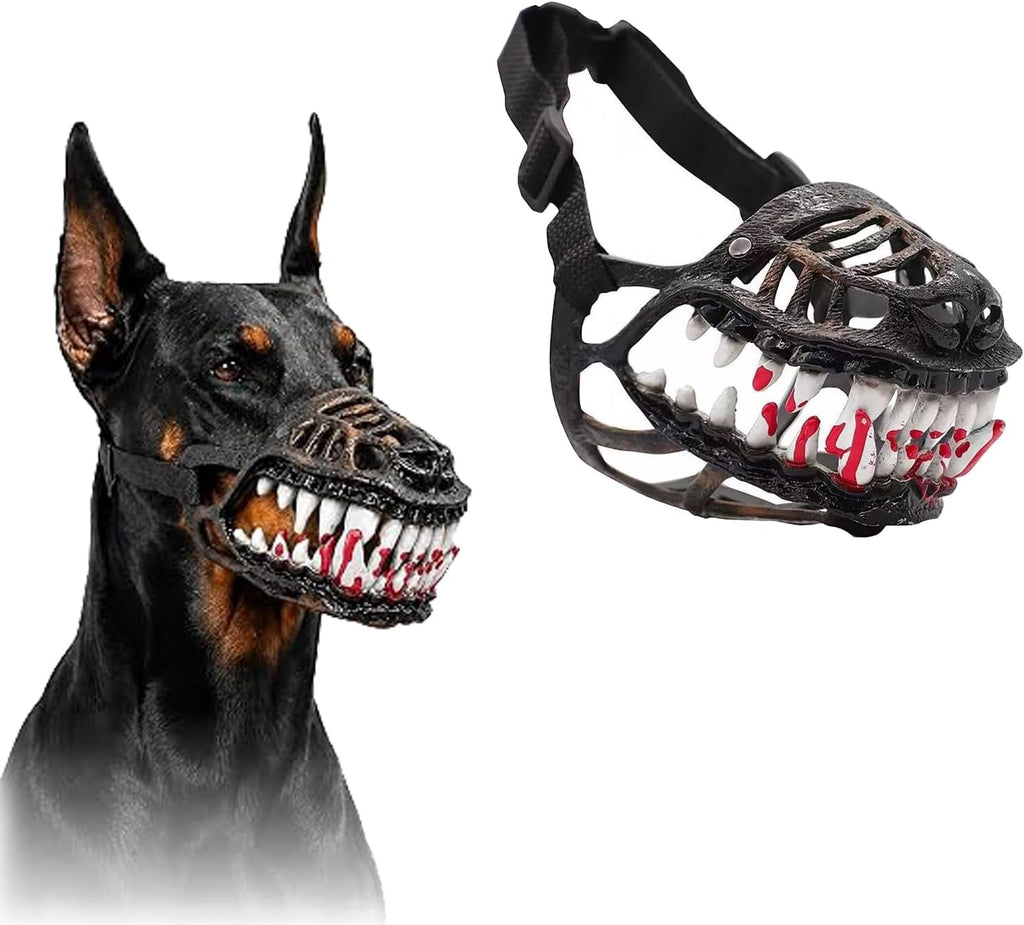 Hell Hound Monster Muzzle, Scary Latex Design with Adjustable Straps（L）