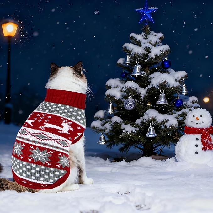 Cat Dog Christmas Sweater Pet Winter Warm Coat Pajamas Small Dog Sweaters - Image 5