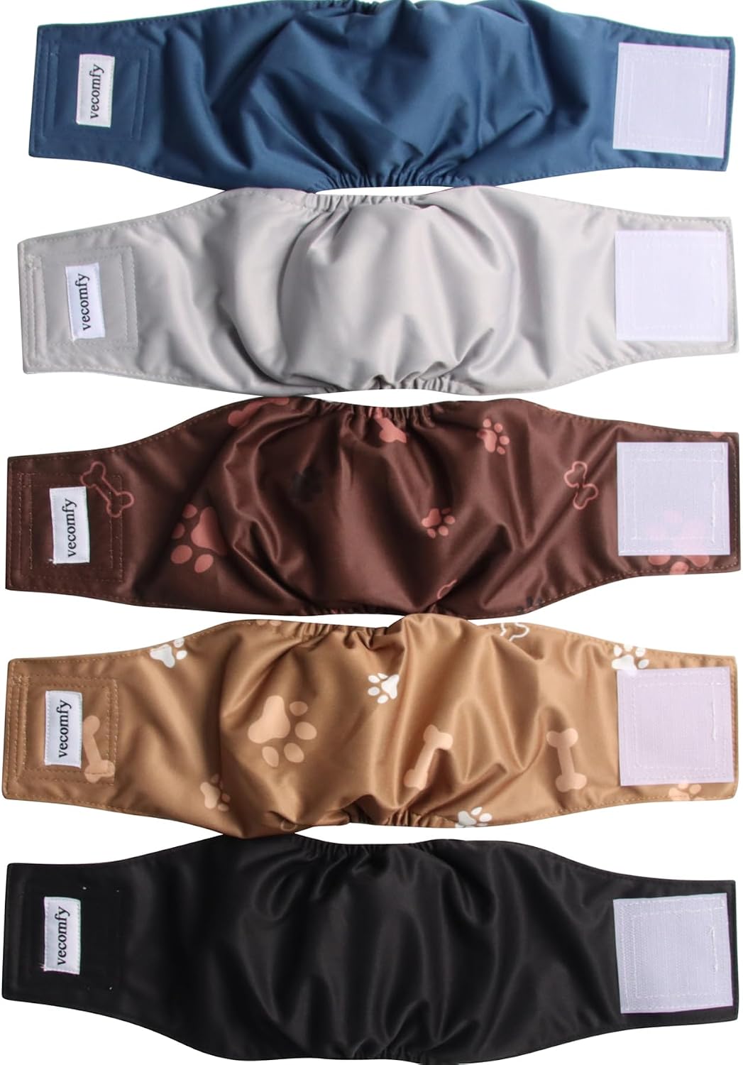 Vecomfy 5 Pack Washable Belly Bands for Male Dogs,Small Dog Diaper,XS