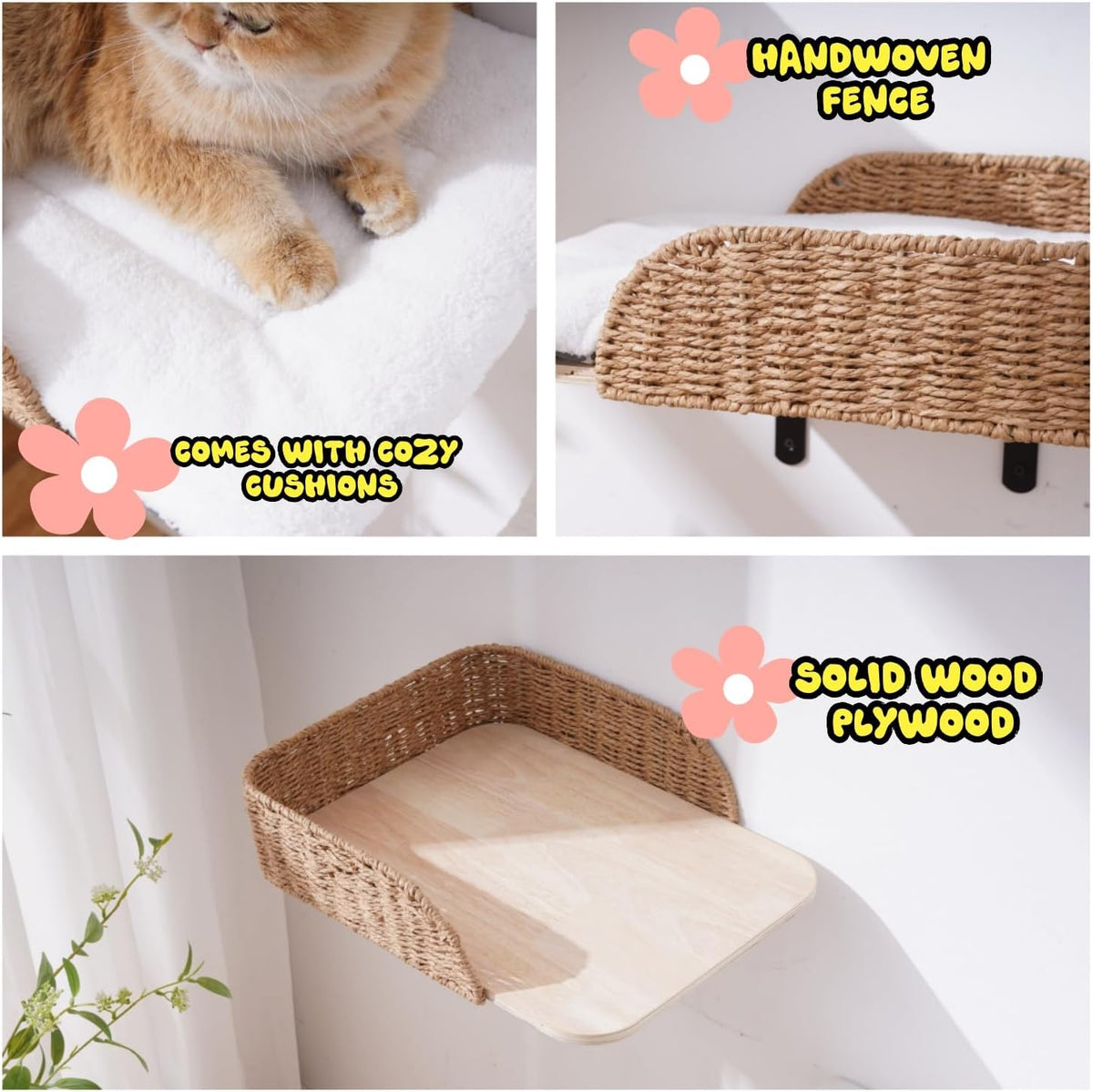 SHENGOCASE 2-Pack Wall Mounted Cat Bed Perch