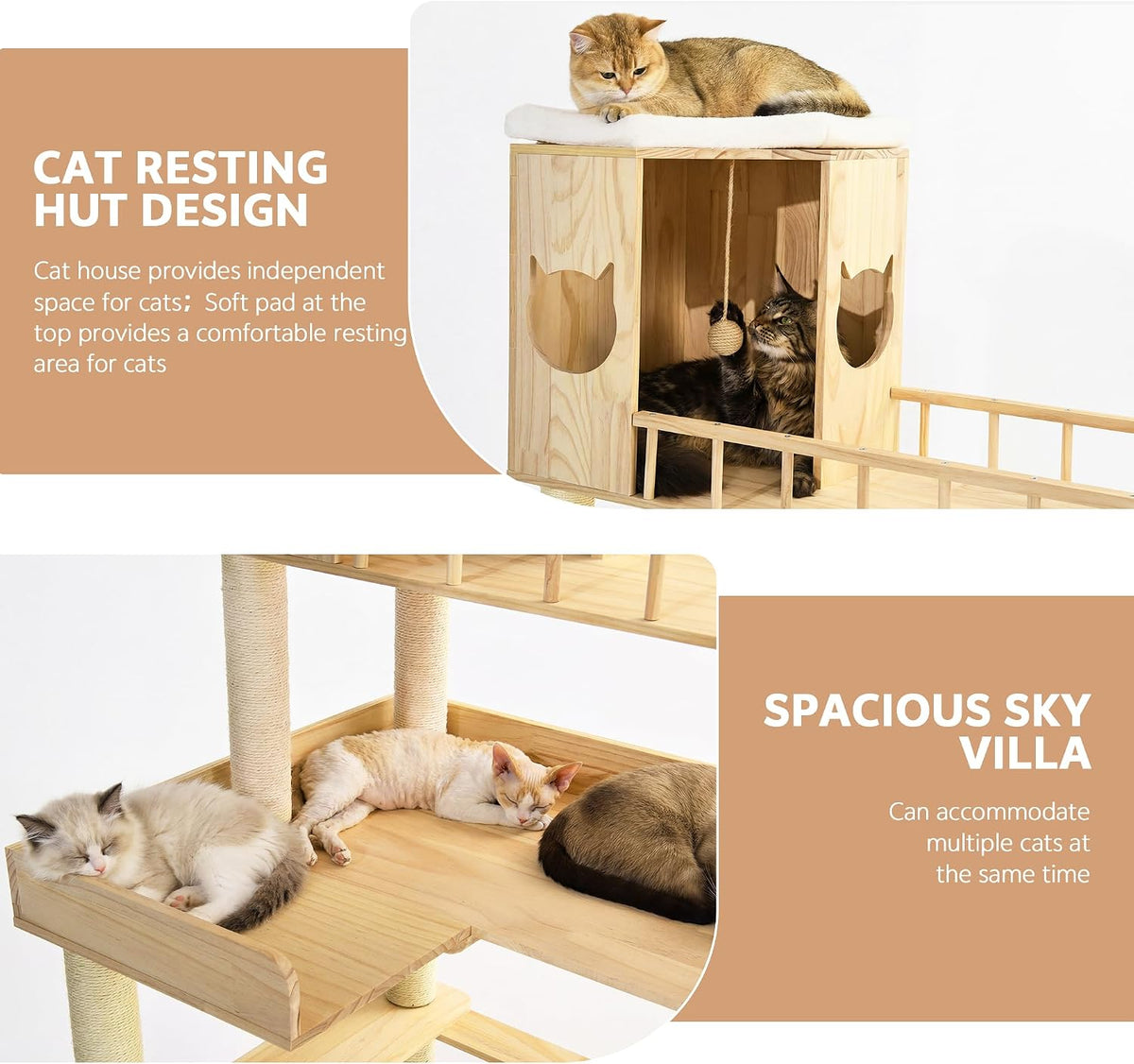 Corner Cat Tree for Automatic Litter Box, 6 Tier Cat Tower, 61''H