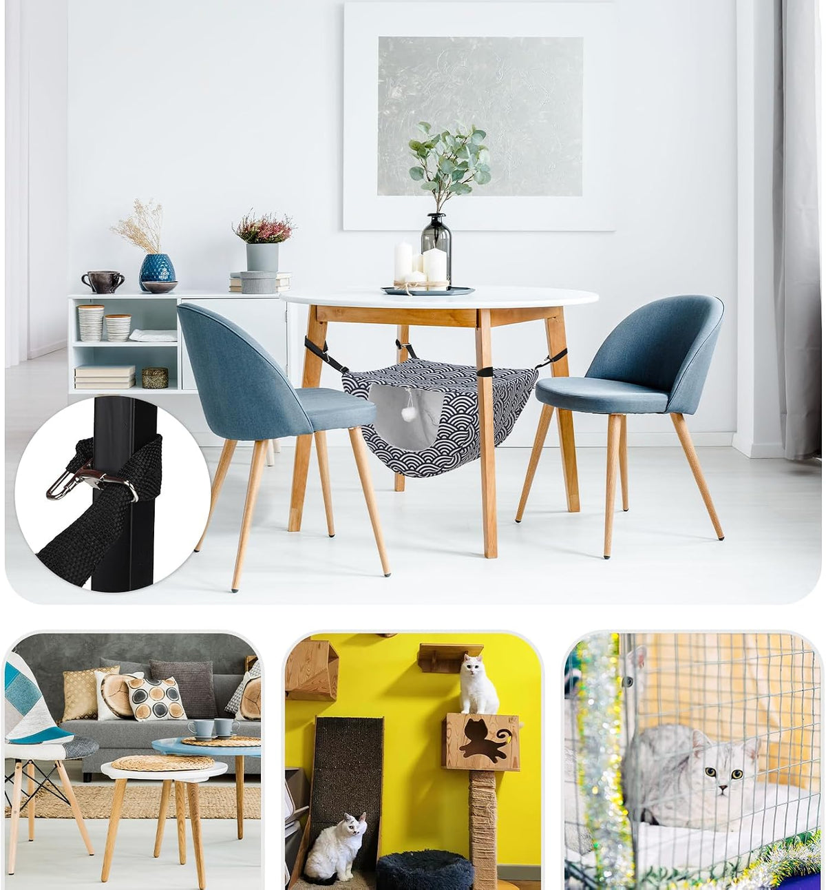 Unittype 2 Pieces Cat Cage Hammock Hanging Pet Bed, 2 Styles, Fish