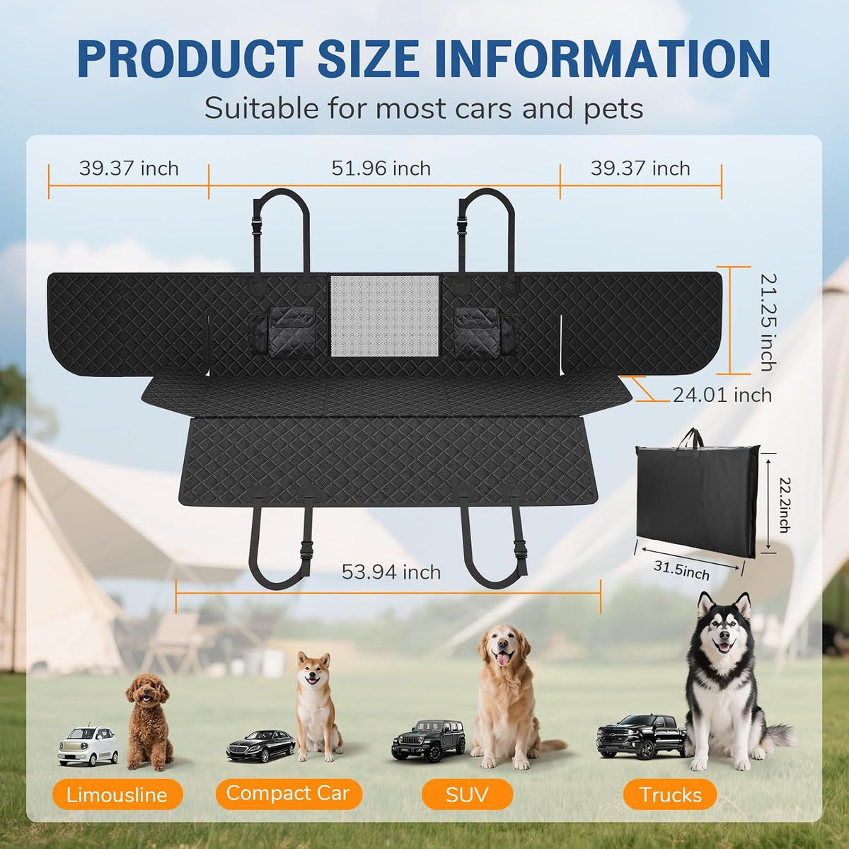 Dog Car Seat Cover for Back Seat