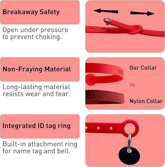 Red Cat Collar - Soft, Comfortable, and Lightweight Breakaway Collar - Image 3