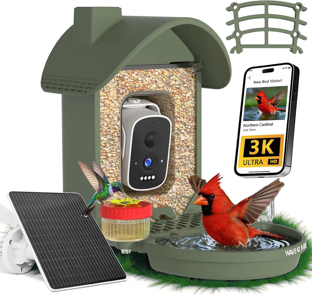3K Smart Bird Feeder with Camera, AI Bird Recognition & Instant Alerts