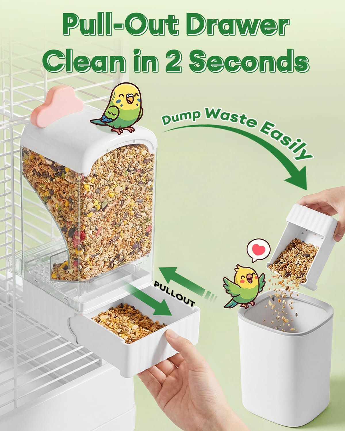 Bucatstate No Mess Bird Feeder, Auto Dispenser, Dual Filter & Waste Drawer