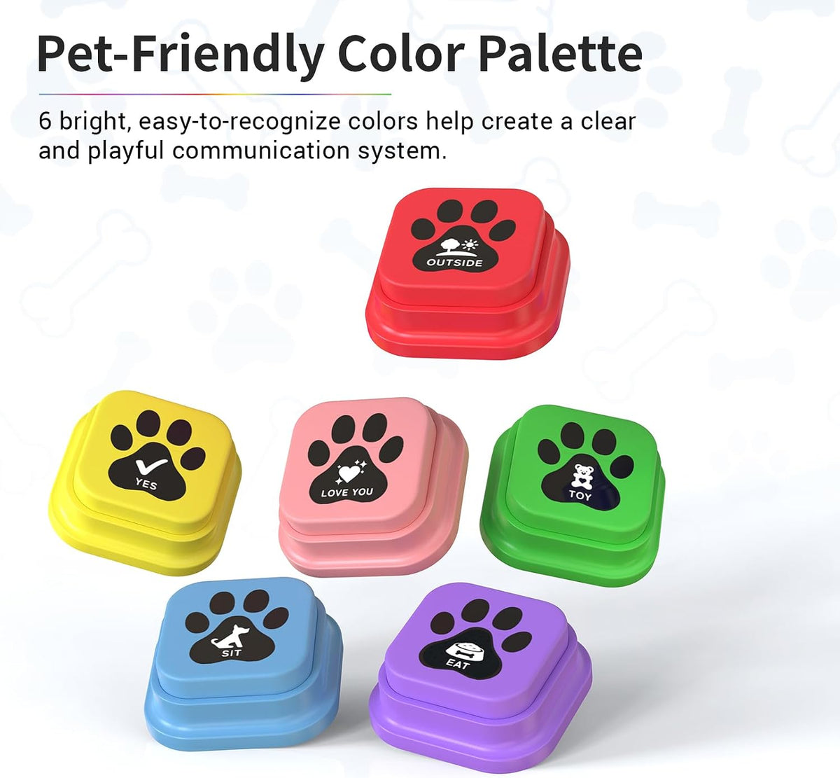Dog Buttons for Communication,6 Pack Square Dog Talking Buttons Starter Set