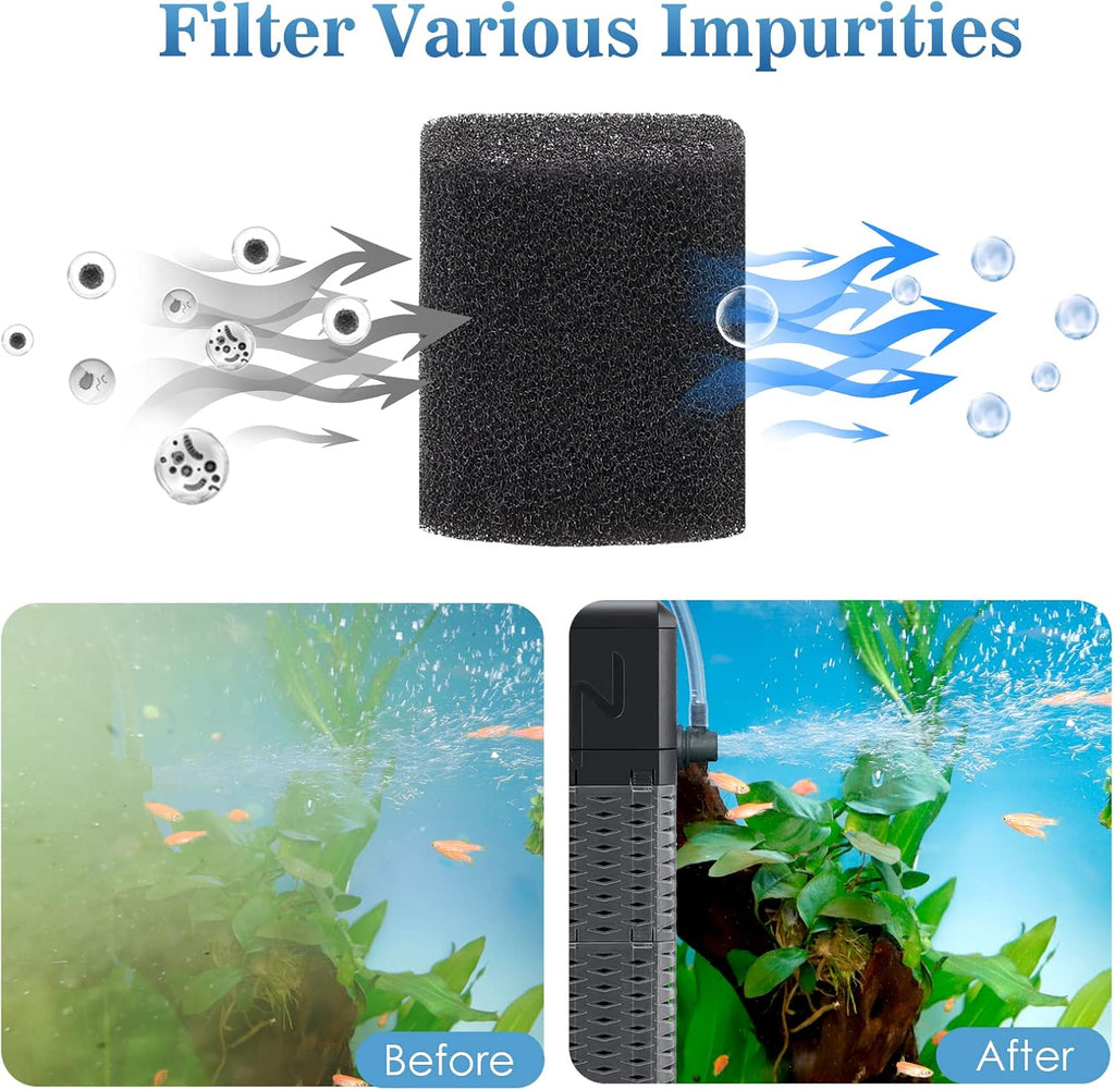 AQQA Submersible Aquarium Filter, Adjustable Flow with Aeration System