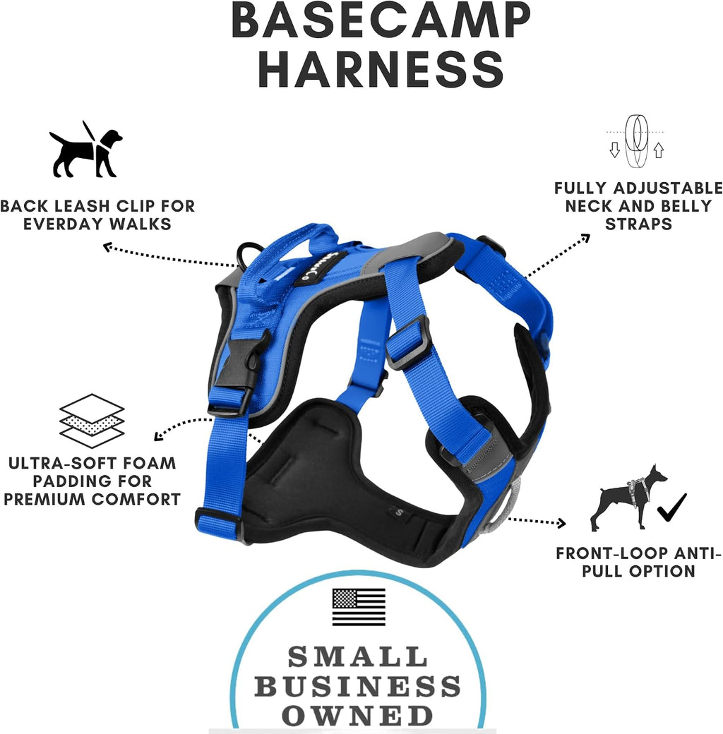 ShawnCo Basecamp Dog Harness, No-Pull Pet Vest (Electric Blue,S)
