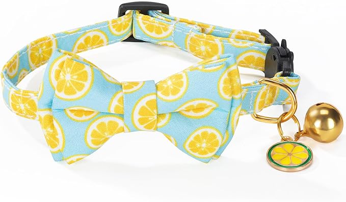 Breakaway Cat Collar with Cute Bow Tie Bell 2Pack Lemon Strawberry Summer - Image 5