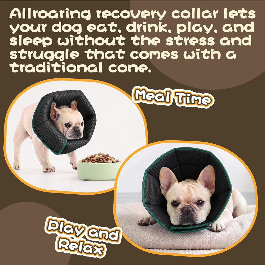 Allroaring Small Dog Cone, Soft Recovery Collar to Stop Licking,Green S
