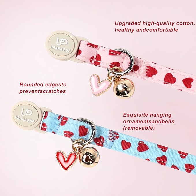 Cat Collar, Sweet Heart Kitten Collars Pink Hearts - Image 2