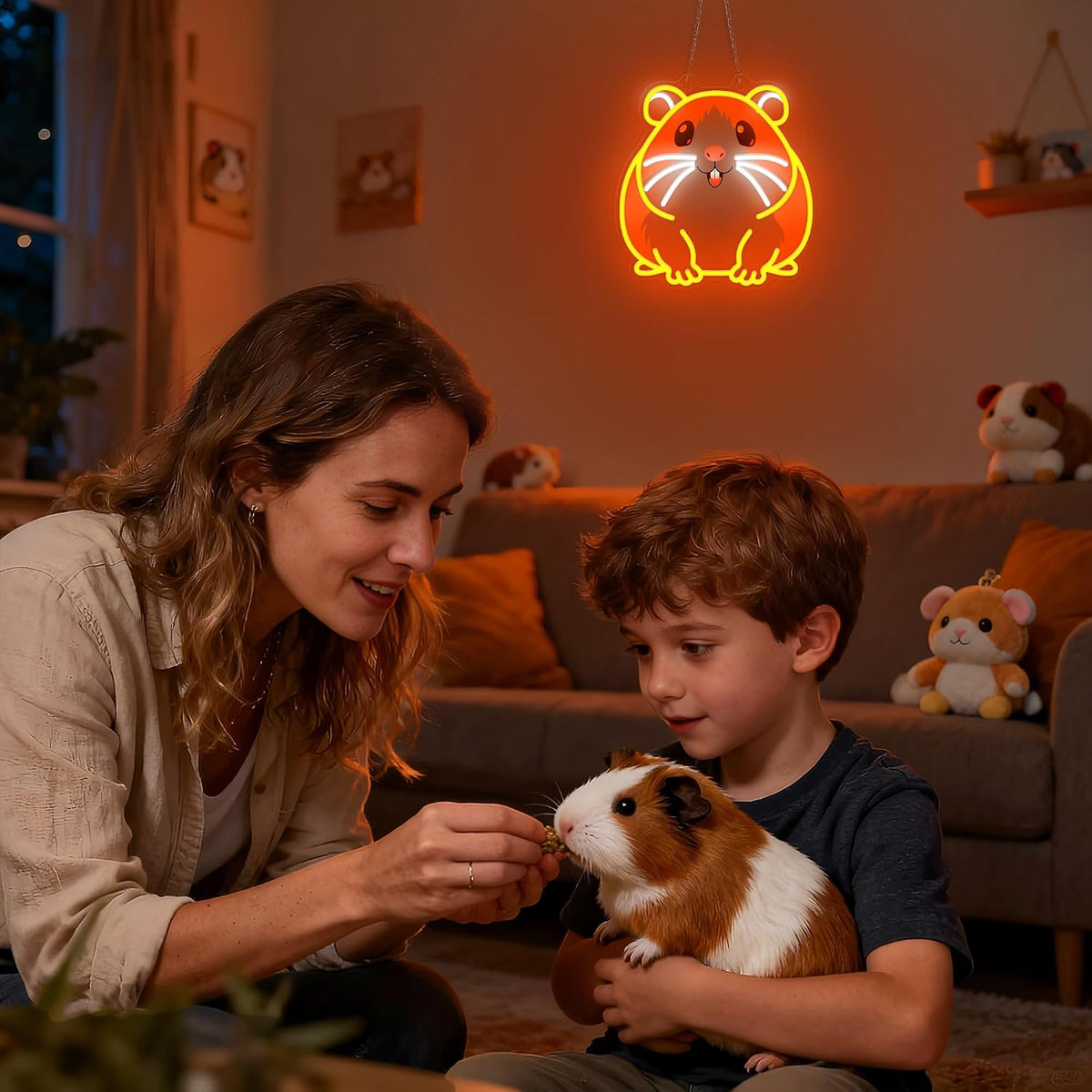 CoolGift Mart Guinea pig Neon Sign, Dimmable Wall Decor Light. Birthday Party Decorations for Home, Patio, Garden, Bars, Restaurants, Hotels, Stores, Clubs, Gift for Friends Family and Kids