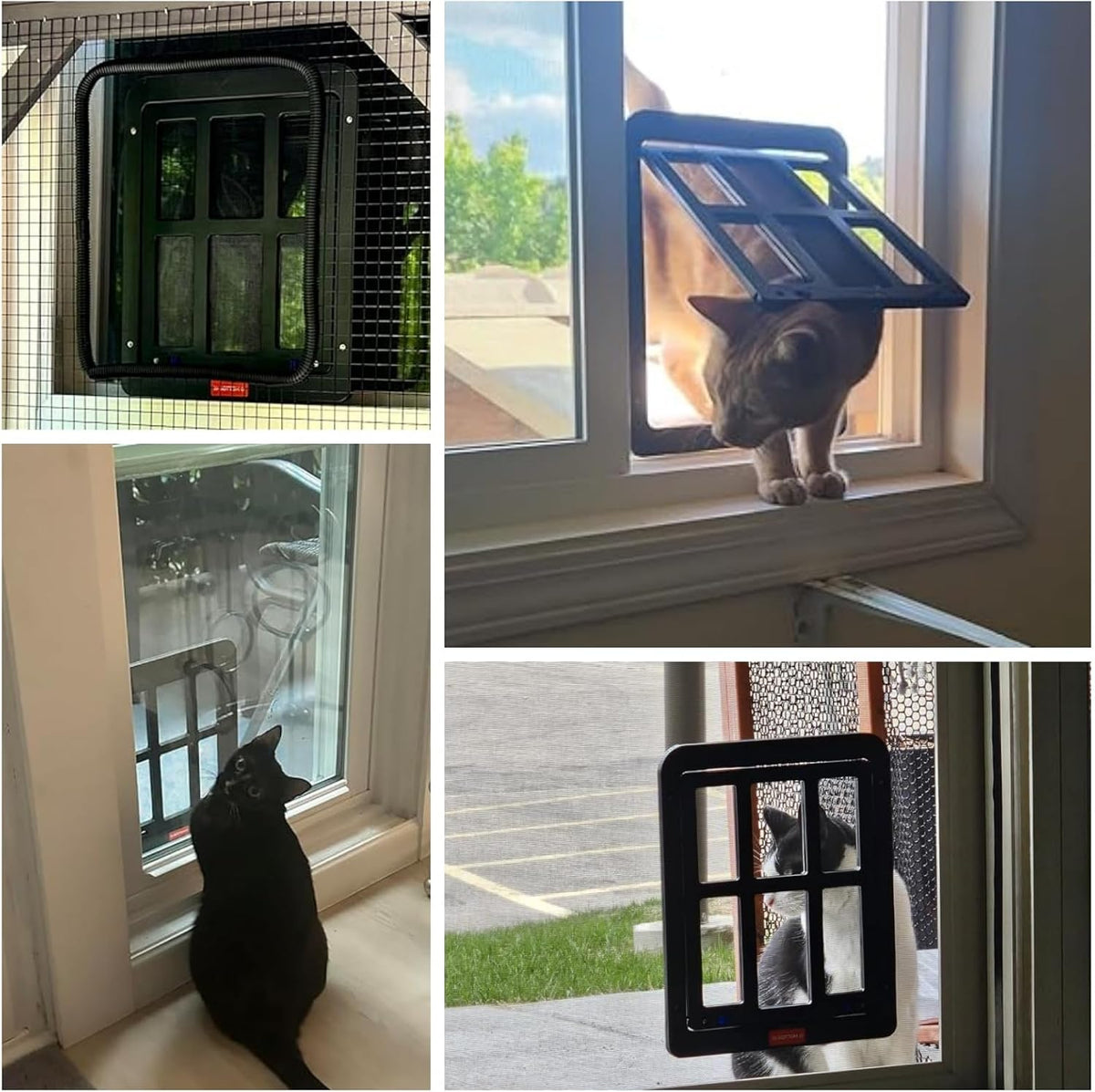 Enjoying Small Pet Door for Screen Door, Flap Opening 8.3" x 10.3", Window Screen Cat Door Doggy Door, Mesh Door with Magnetic Pet Door Built-in, Cat Door for Sliding Window Door, Lockable, Black