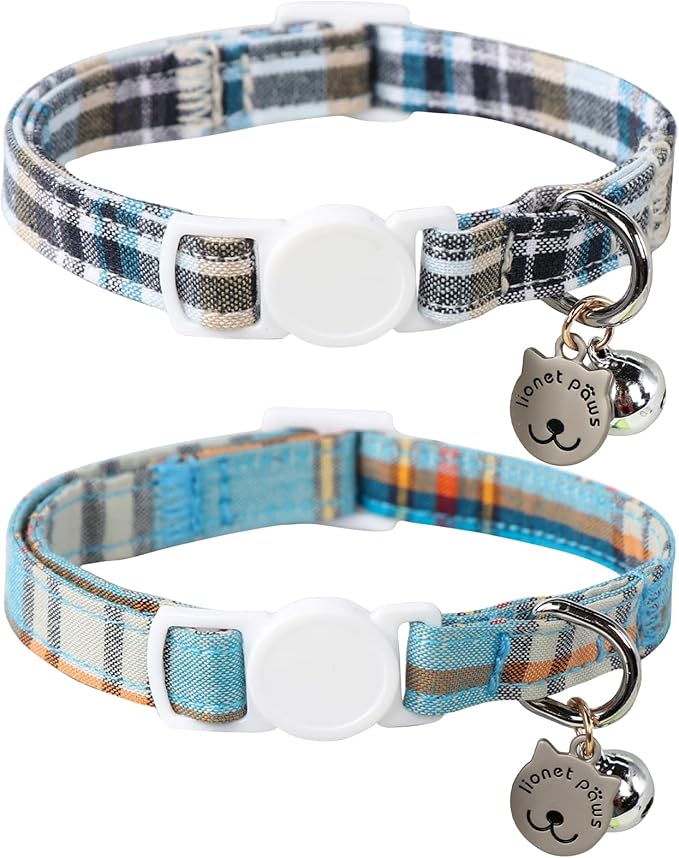 Lionet Paws 2pcs Pack Cotton Cat Collar, Breakaway Buckle by lionetpaws