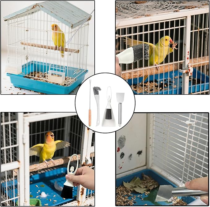 Bird Cage Cleaning Brush Tool Set, Bird Cage Cleaner, Suitable - Image 4