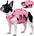 Kuoser Dog Life Jacket, High Flotation Reflective Dog Life Vest, Pink, M