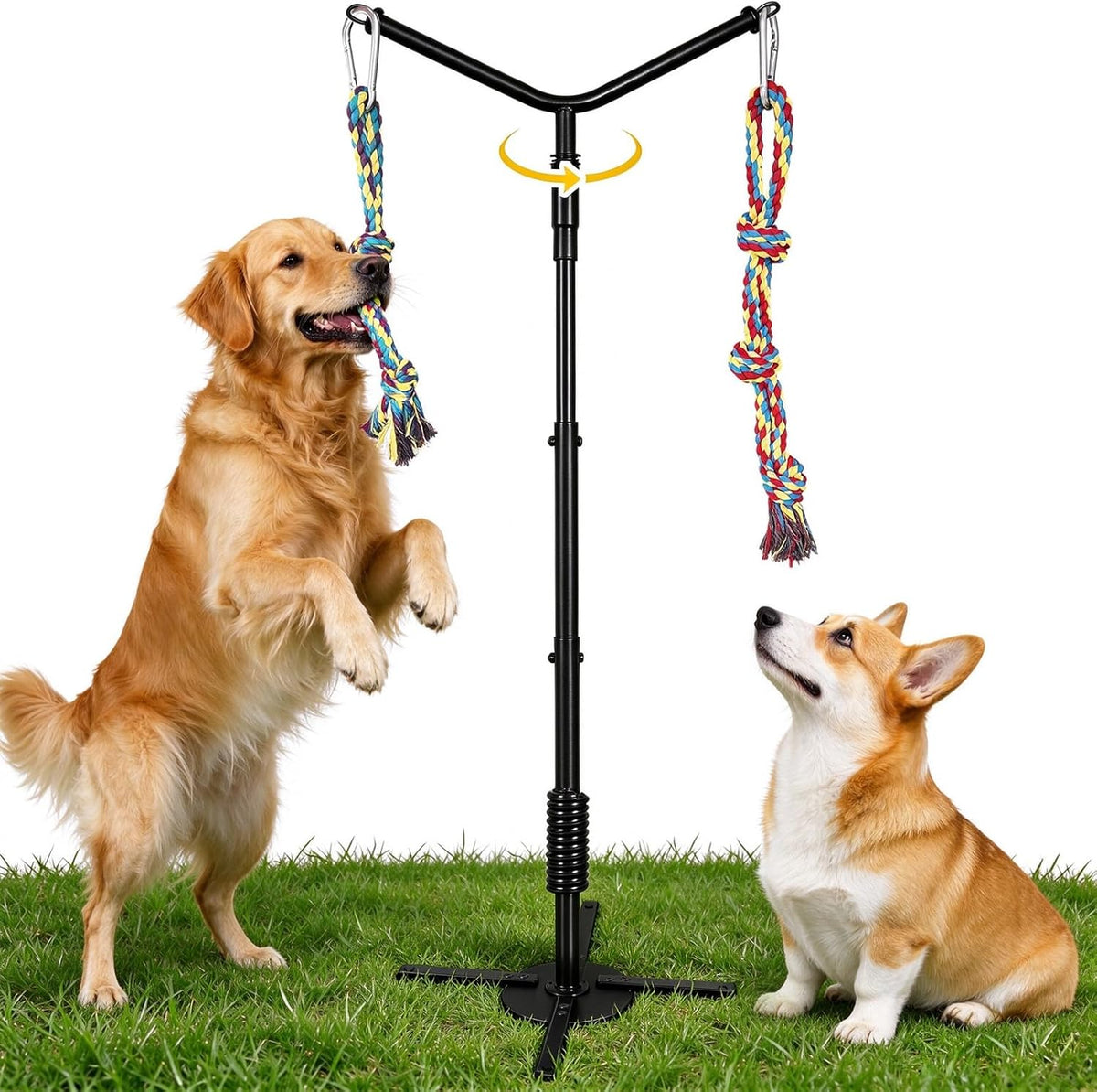 Y-Shaped Tether Outdoor Dog Rope Toy with 4 Tug Rope Toys