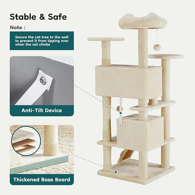DUMOS 54-inch Indoor Cat Tree Tower –Multi-Level Pet House - Image 7