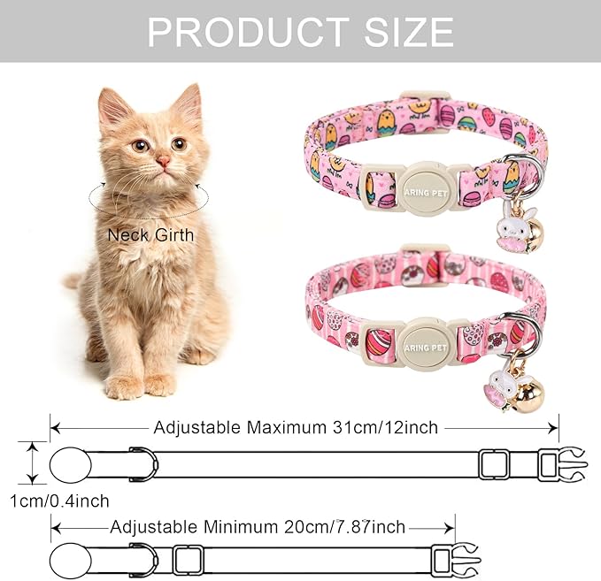 ARING PET 2 Pack Easter Cat Collars-Cute Easter Eggs Cat Collar Breakaway - Image 5