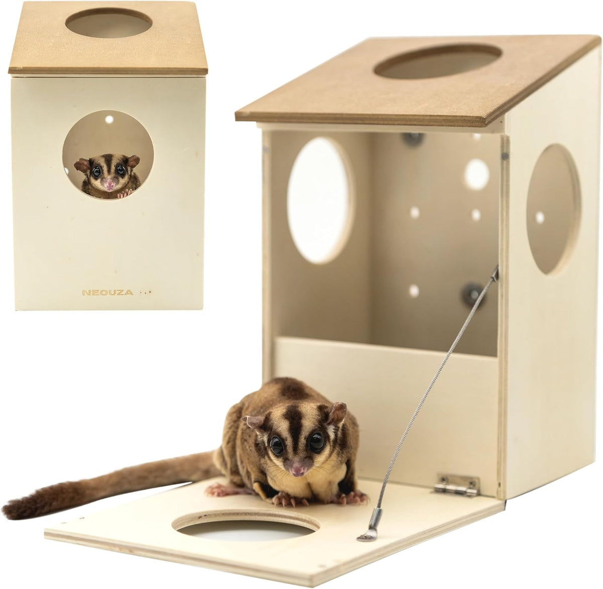 Sugar Glider Nest Nesting Box House for cage， Small Animal Accessories，Made of Wood, Easy to Clean，Toys Supplies