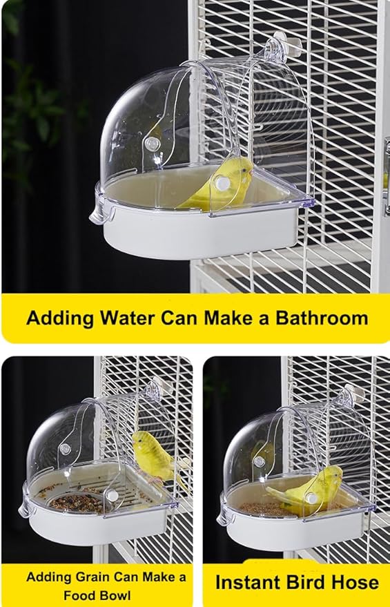 Hanging Brid Bath with Feeder for Cage, 3 in 1 Multifunction Bird - Image 5