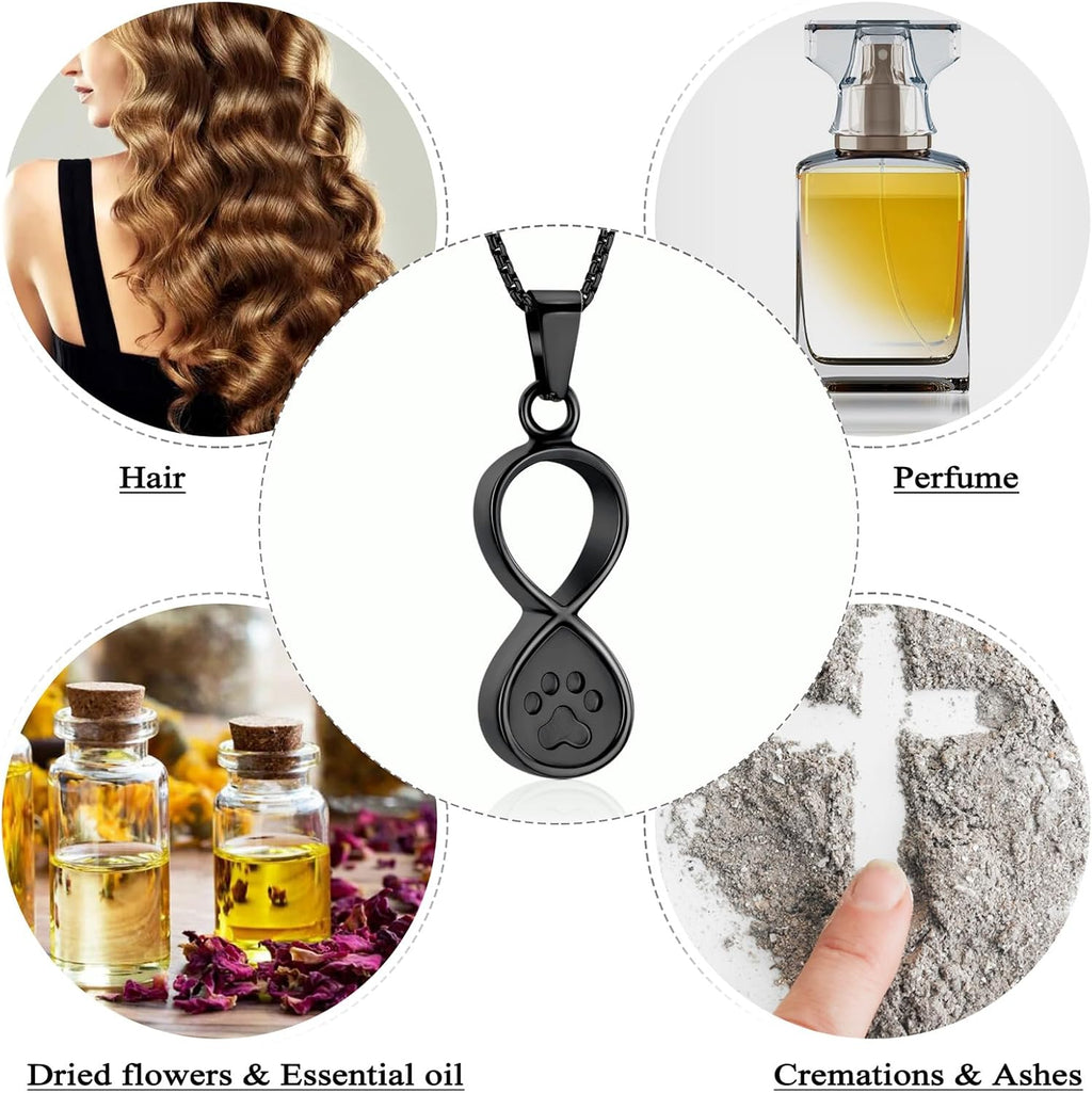 Oinsi Infinity Love Pet Cremation Jewelry for Ashes of Dog/Cat Funeral Keepsake Urn Necklace Pendant Memorial Jewellery