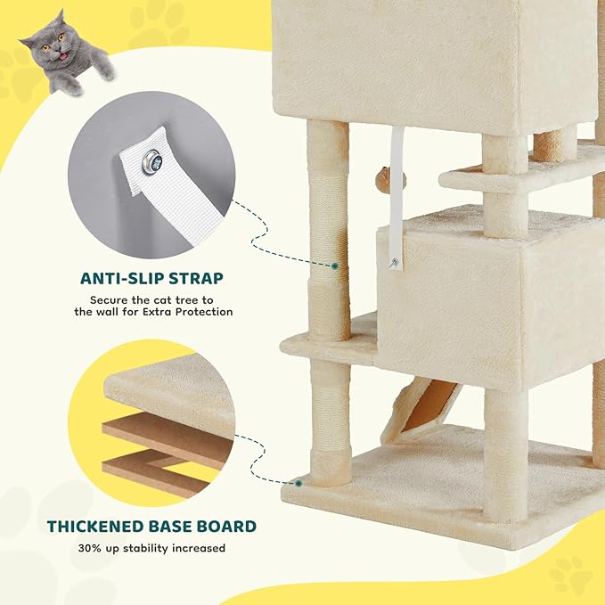 Cat Tree 54 Inch, Sisal Scratching Posts and Climbing Ladder, Pet Play Toy - Image 6