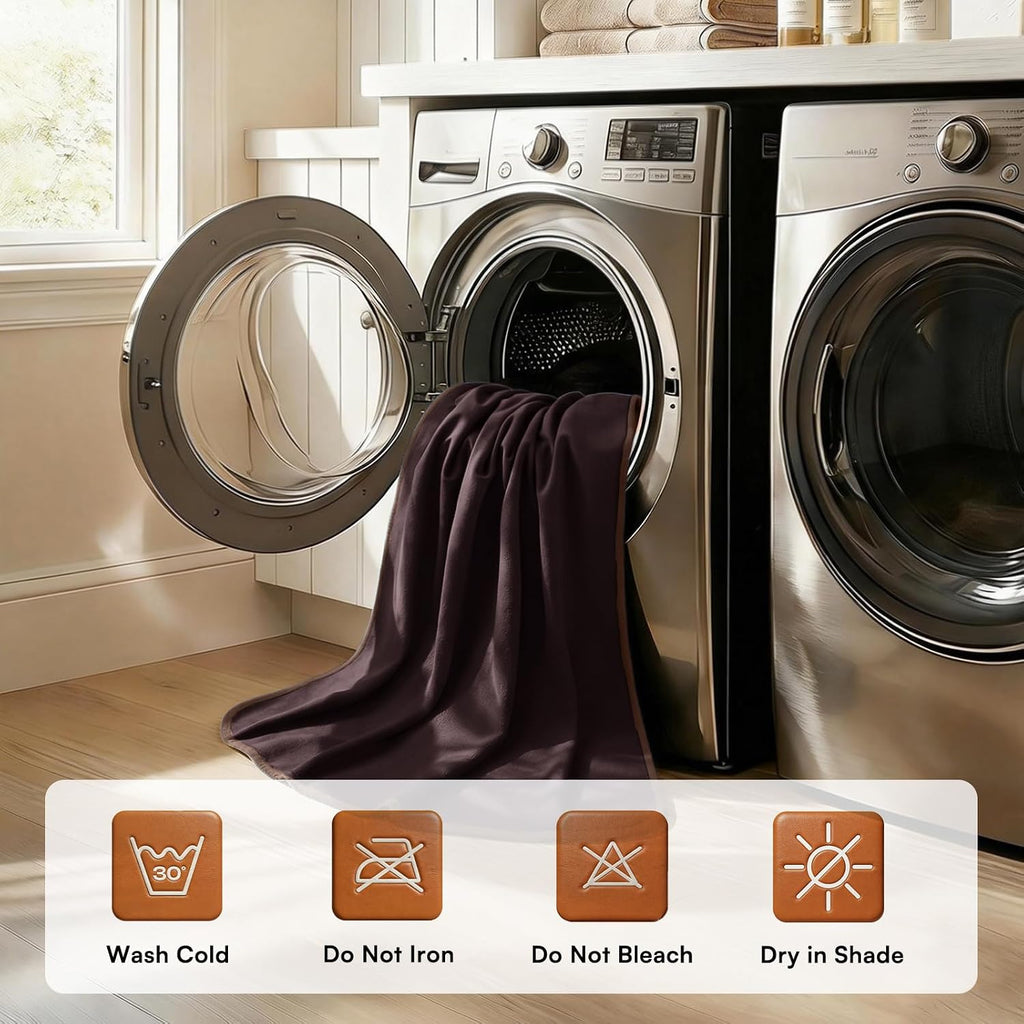 Luciphia 100% Waterproof Blanket for Adults or Medium Large Dogs, Soft Polar Fleece Pet Blankets for Bed Couch Protector Washable, Reversible Leakproof Furniture Protection,Brown Cream,65x57 inch