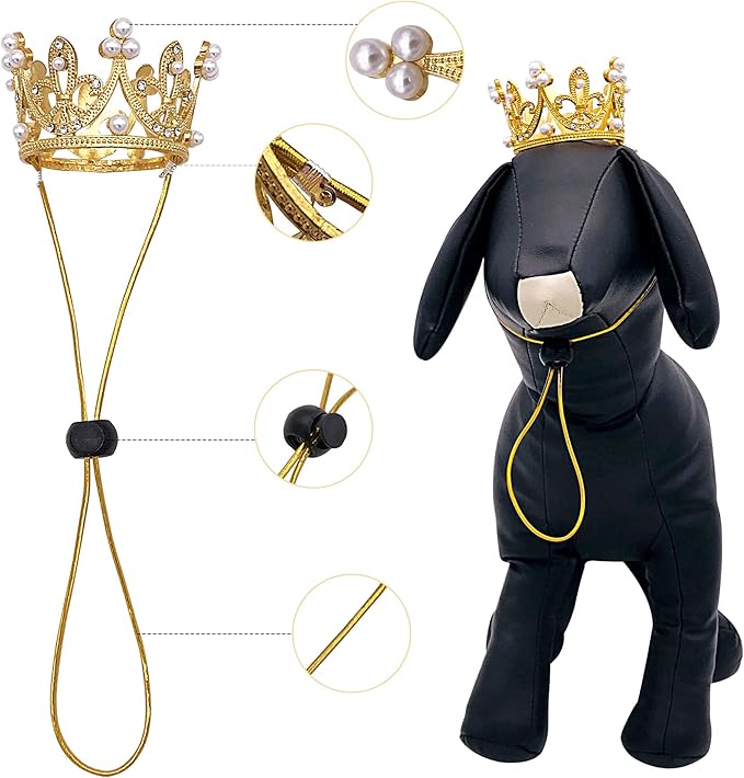 PET SHOW 2pcs Small Dog Crown Headband Puppies Rabbit Cat Hat - Image 3