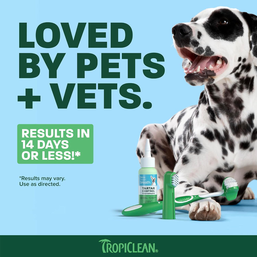 TropiClean Fresh Breath Dog Tooth Brushing Kit for Small/Medium Dogs