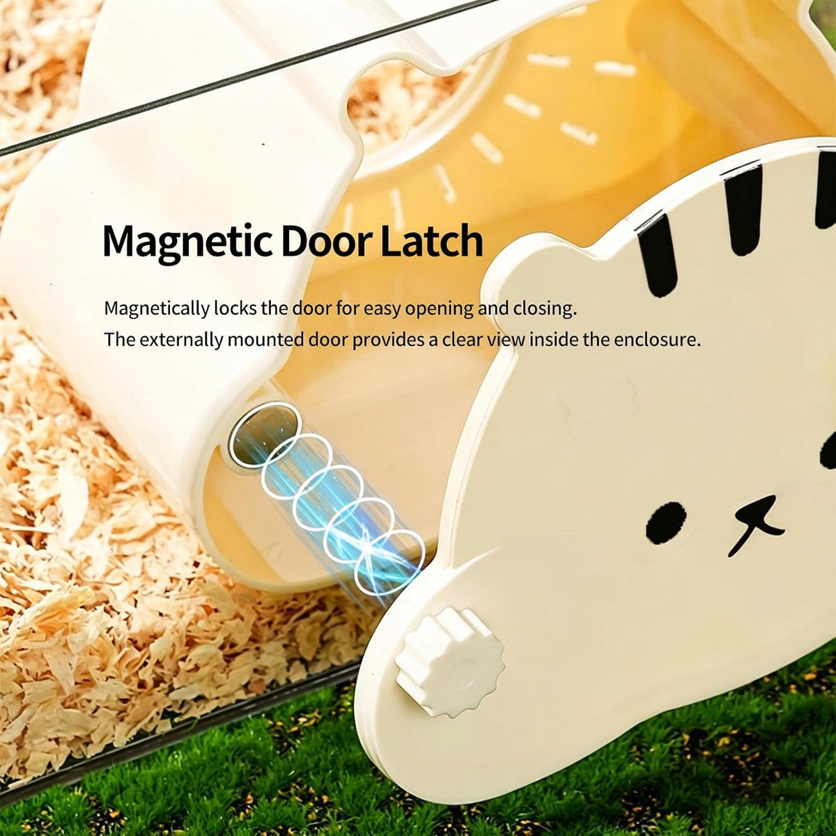 Magnetic Hamster Hideout with Clear Viewing Lid, Mount Hamster House for Syrian Hamsters, Dwarf Hamsters, Gerbils, Mice, Small Animal Hideaway Hut for Acrylic & Wire Cages,Tan Bear4319-1