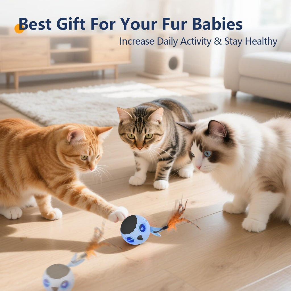 Cat Toys Ball, Smart Motion Sensor Moving Ball with 4 Sounds& 3 Speed Modes