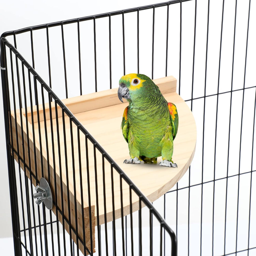 Wettarn 6 Pcs Bird Perch Platform Bird Corner Parrot Perch Corner Wooden Stand Sector Playground Cage Accessories Shelf for Parakeet Conure Cockatiel Budgie Gerbil Rat (7.1 x 7.1 Inch,Platform)