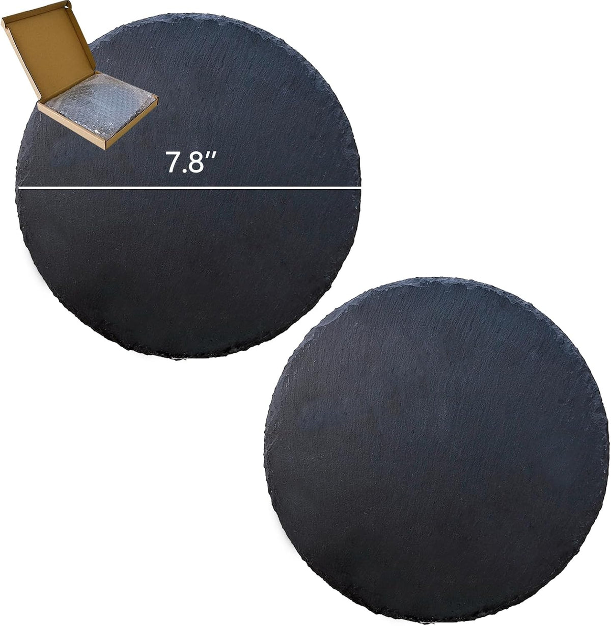 2Pcs Reptile Basking Platform 7.8in Rock Slate Plate Food Bowl for Tortoise