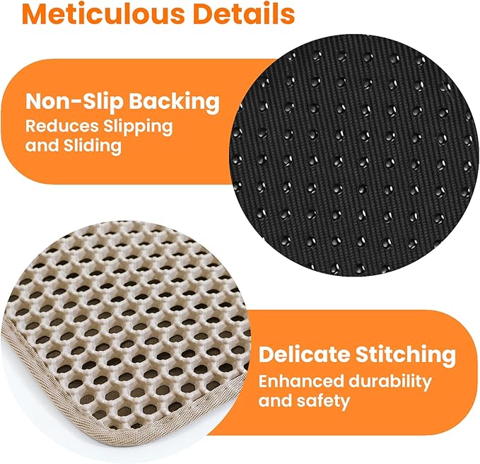 Cat Litter Mat, 24x18 Inches Large Double Layer Honeycomb Cat Litter Trapping - Image 8