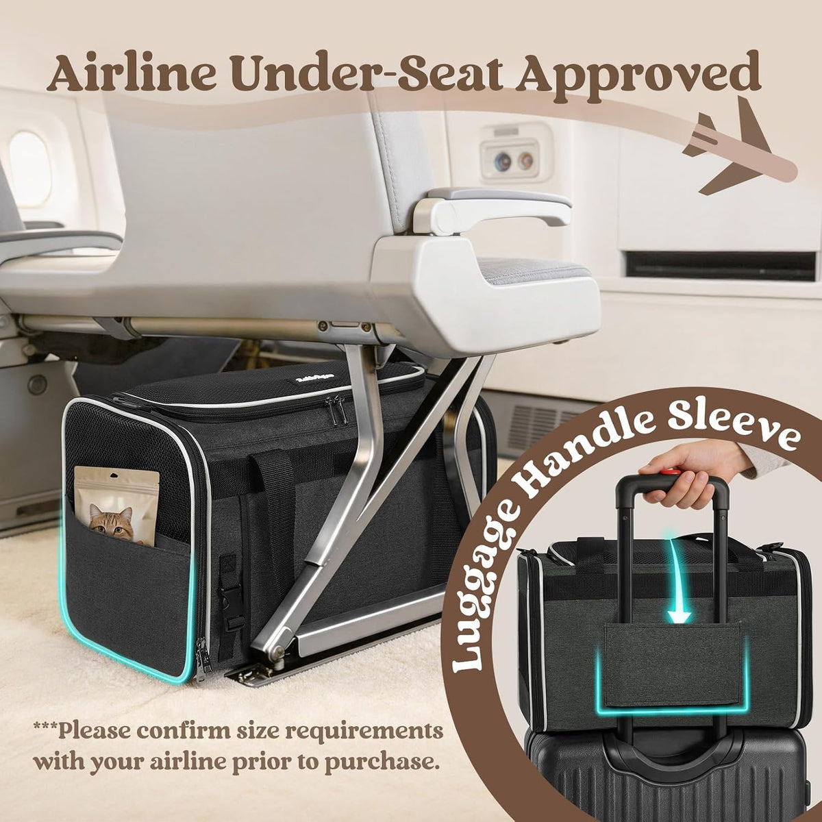 rabbitgoo Cat Carrier Soft with Rollable Flap, Travel Safe for Car Airline