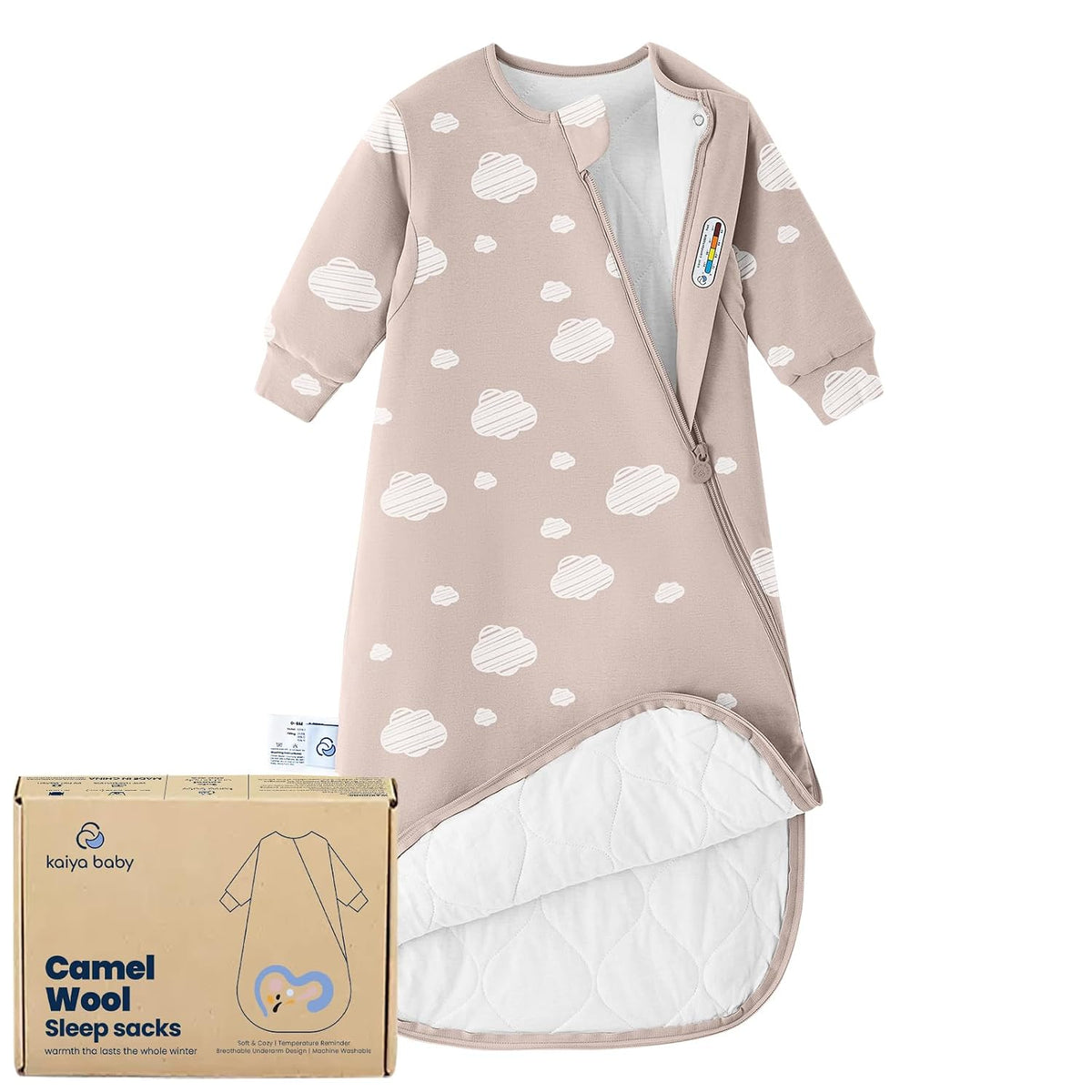 KaiyaBaby Organic Cotton Baby Sleep Sack, Long Sleeve 2.5 TOG, 6-18M