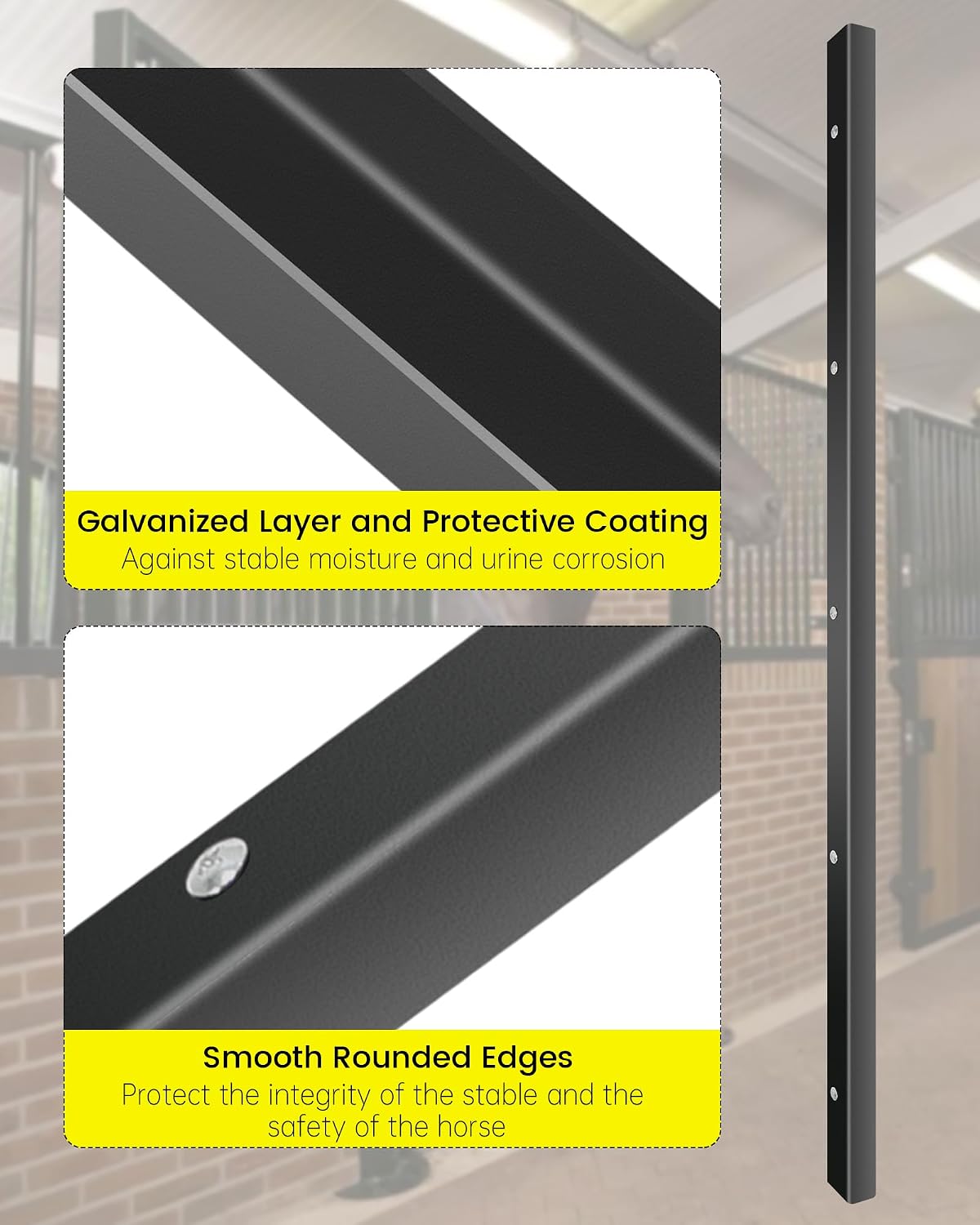 12 PCS 42 Inch Horse Stall Wall Channels, Horse Stall Chew Guards Wood Protector with 100 Screws for Wooden Compartment Stables, Training Ground Fences, Door Frame Columns, Feeding Area Edges