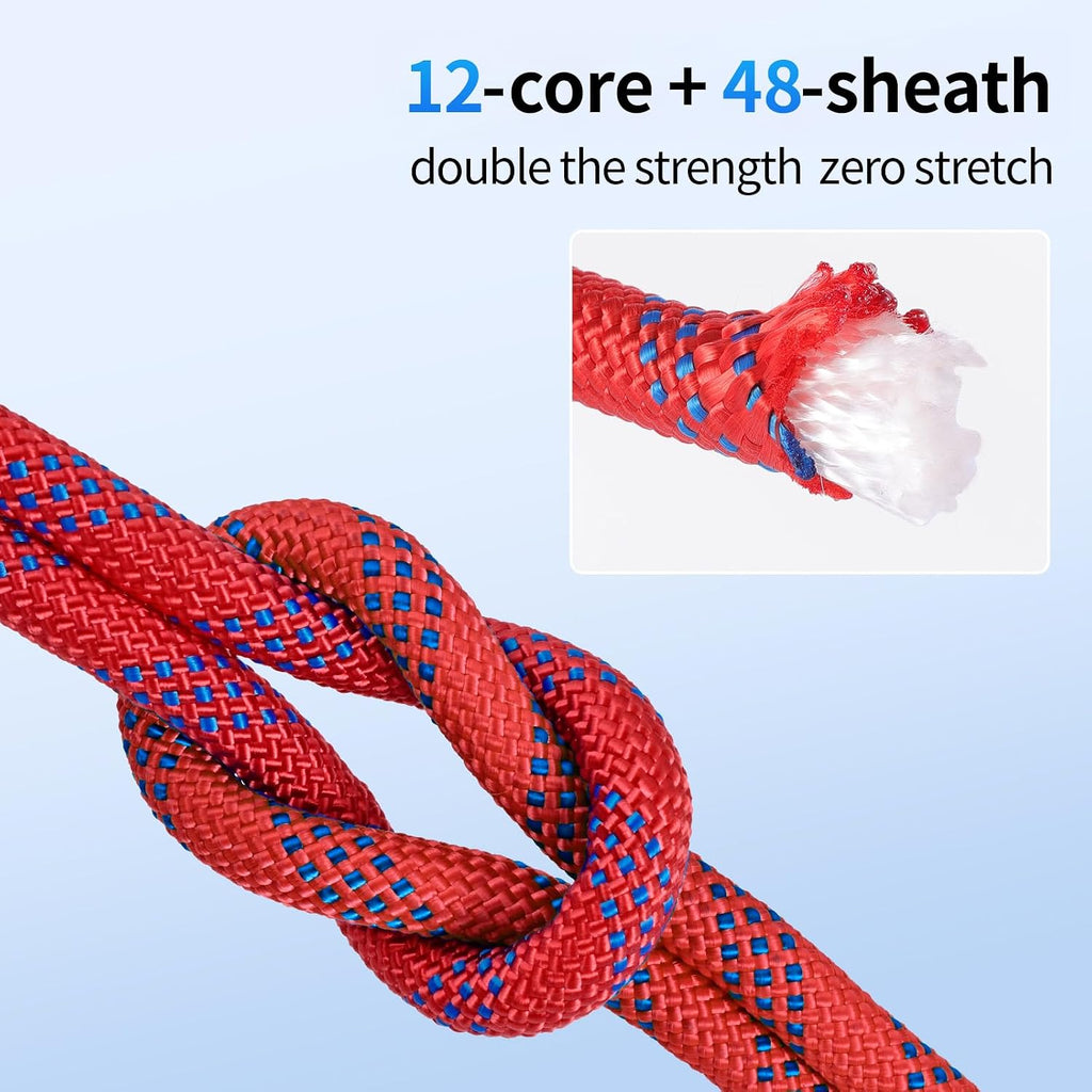 150ft 3/8 Inch Climbing Rope, Heavy Duty Arborist Rope(Red)