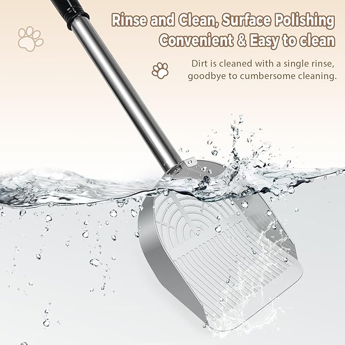 Cat Litter Scoop Deep Shovel, Detachable Long Handle Litter Scooper, Metal Cat - Image 8