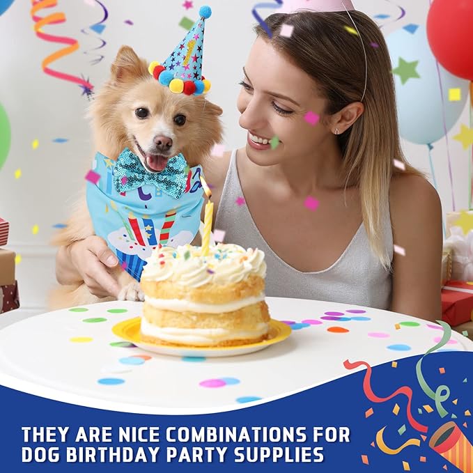 Weewooday Dog Birthday Party Supplies Birthday Boy Girl Cake Bandana Triangle - Image 5