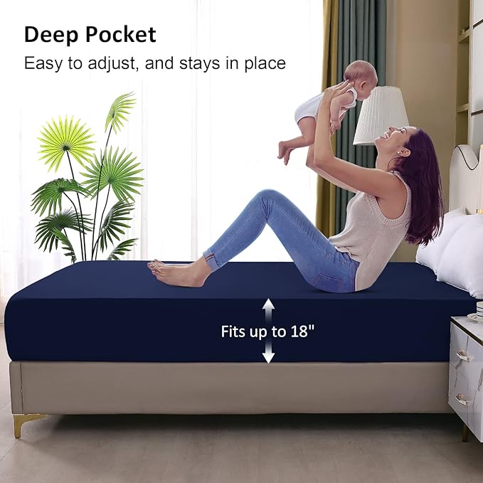 Waterproof Mattress Protector Full, Fitted Sheet Style Breathable Mattress Cover - Image 4