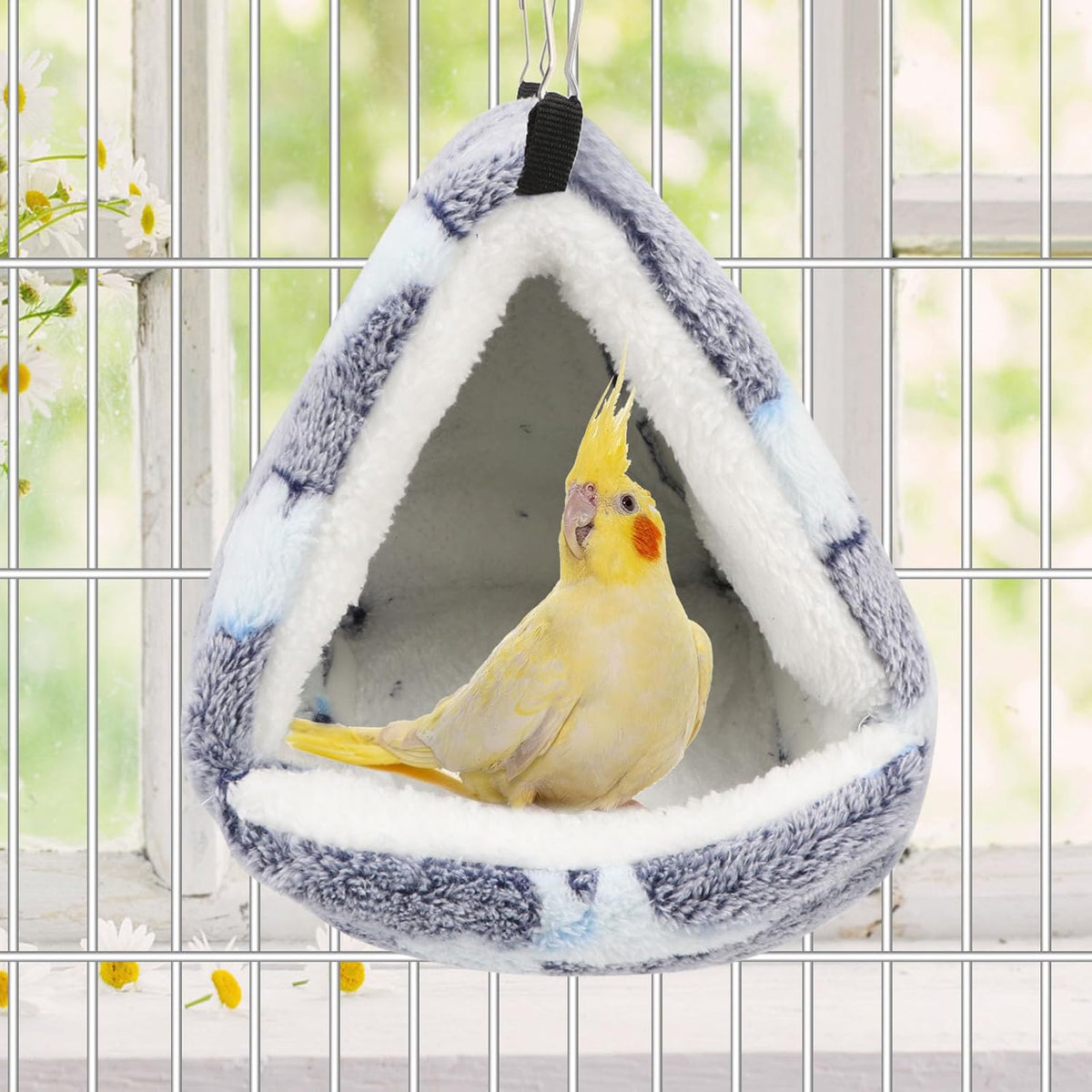 Hypeety Winter Warm Bird Nest Triangle Cotton Thick Bird Shed Hut, Grey, L