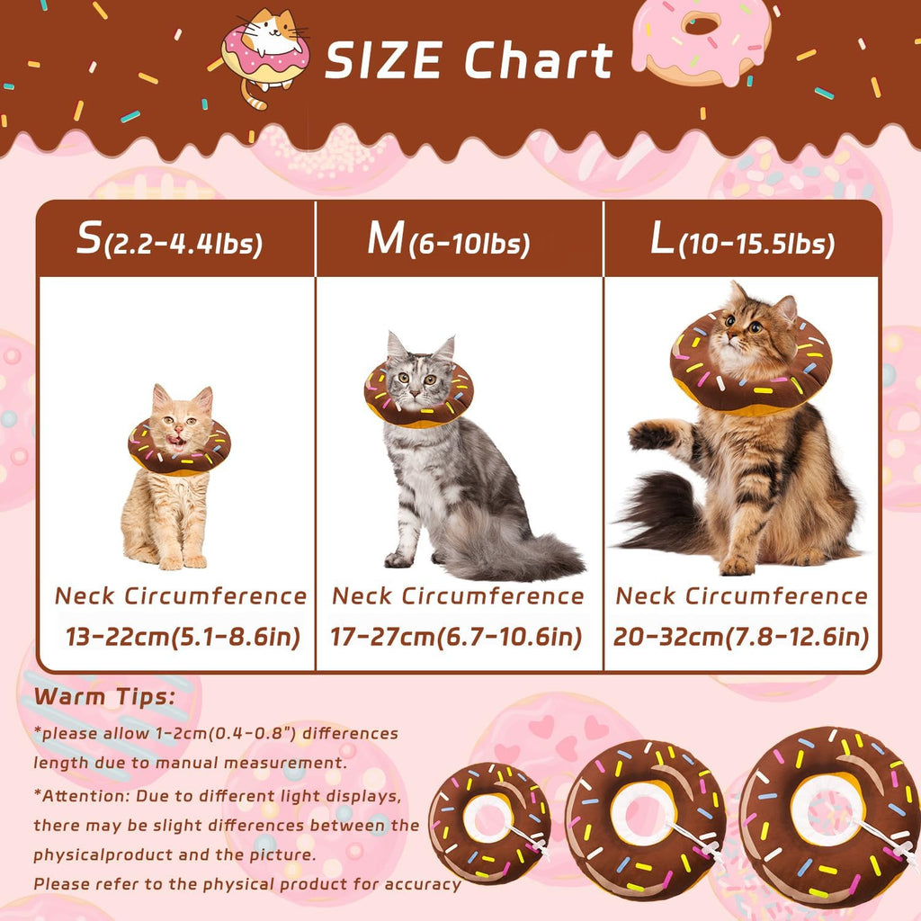 Seyezo Cat Cone Collar Soft, Adjustable Cat Recovery Collars, Donut Brown M